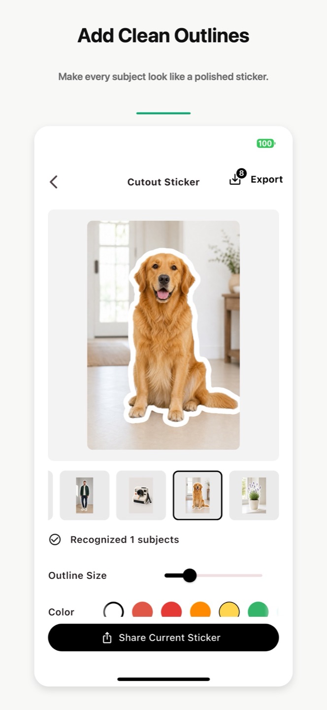 Cutout Sticker Maker subject cutout and outline editor
